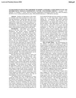 Lunar Light Plains in the Northern Nearside Latitudes: Latest Results on Age Distributions, Surface Composition, Nature, and Possible Origin