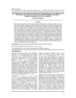 Determinants of Agro Pastoralists'participation