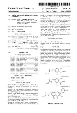 United States Patent (19) 11 Patent Number: 6,075,126 Stollowitz Et Al