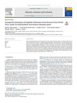 Intraspecific Phylogeny of Anopheles (Kerteszia) Neivai Howard, Dyar