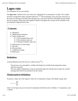 Lapse Rate - Wikipedia, the Free Encyclopedia