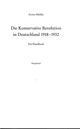 Die Konservative Revolution in Deutschland 1918-1932