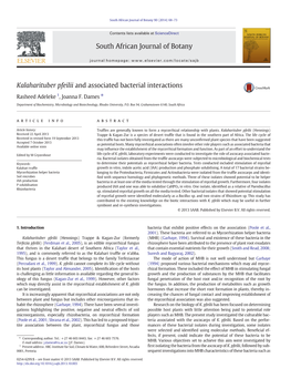 Kalaharituber Pfeilii and Associated Bacterial Interactions