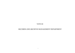 Vote 04 Records and Archives Management Department
