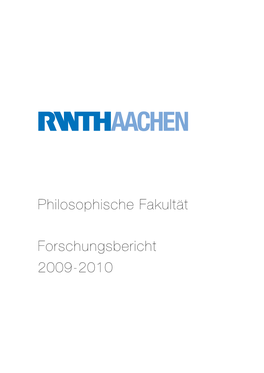 Philosophische Fakultät Forschungsbericht 2009-2010