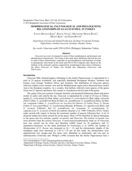 Morphological, Palynological and Phylogenetic Relationships of Glaucium Mill