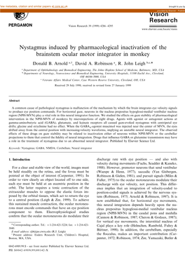 Nystagmus Induced by Pharmacological Inactivation of the Brainstem Ocular Motor Integrator in Monkey