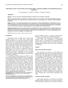 Clinical Diagnosis of Mycobacterial Adenitis Correlate with Histological Findings?