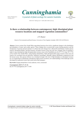 Is There a Relationship Between Contemporary High Aboriginal Plant Resource Locations and Mapped Vegetation Communities?