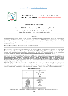 An Overview of Picric Acid