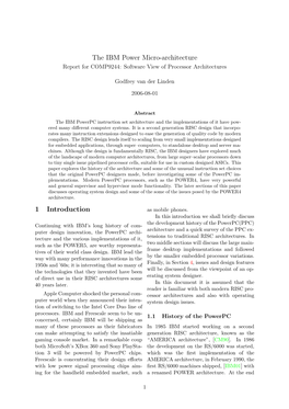 The IBM Power Micro-Architecture 1 Introduction