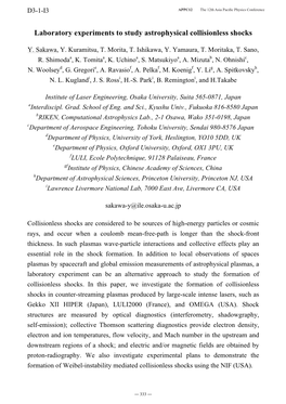 Laboratory Experiments to Study Astrophysical Collisionless Shocks