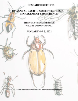 RESEARCH REPORTS 80Th ANNUAL PACIFIC NORTHWEST INSECT