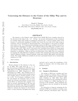 Arxiv:1002.2743V2 [Astro-Ph.GA] 30 Mar 2010 E Fmlywyrnefrom Range Way Milky of Ter Introduction 1