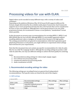 Processing Videos for Use with ELAN