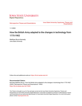 How the British Army Adapted to the Changes in Technology from 1775-1902