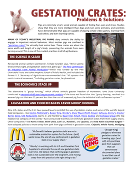 GESTATION CRATES: Problems & Solutions