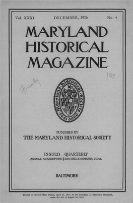 Maryland Historical Magazine, 1936, Volume 31, Issue No. 4