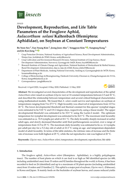 (Hemiptera: Aphididae), on Soybean at Constant Temperatures