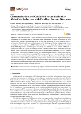 Characterization and Catalytic-Site-Analysis of an Aldo-Keto Reductase with Excellent Solvent Tolerance