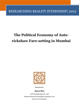 The Political Economy of Auto-Rickshaw Fare-Setting in Mumbai