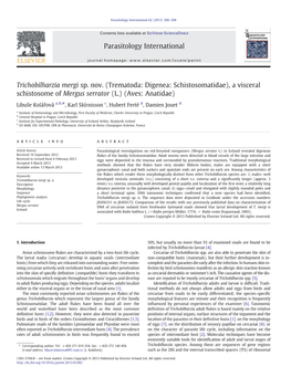 Trichobilharzia Mergi Sp. Nov. (Trematoda: Digenea: Schistosomatidae), a Visceral Schistosome of Mergus Serrator (L.) (Aves: Anatidae)