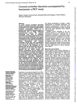 Crossed Cerebellar Diaschisis Accompanied by Hemiataxia: a PET Study 123