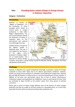 15. Providing Better Market Linkage to Orange Grower in Jhalawar