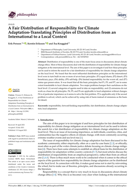 A Fair Distribution of Responsibility for Climate Adaptation-Translating Principles of Distribution from an International to a Local Context