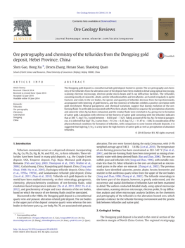 Ore Petrography and Chemistry of the Tellurides from the Dongping Gold Deposit, Hebei Province, China