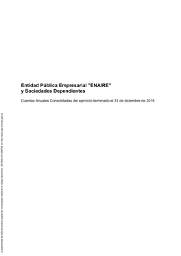 Entidad Pública Empresarial "ENAIRE" Y Sociedades Dependientes