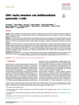 CD81 Marks Immature and Dedifferentiated Pancreatic &Beta