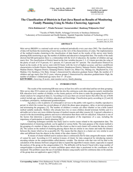 The Classification of Districts in East Java Based on Results of Monitoring Family Planning Using K-Modes Clustering Approach