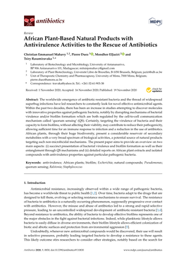 African Plant-Based Natural Products with Antivirulence Activities to the Rescue of Antibiotics