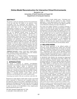 Online Model Reconstruction for Interactive Virtual Environments Benjamin Lok University of North Carolina at Chapel Hill Department of Computer Science