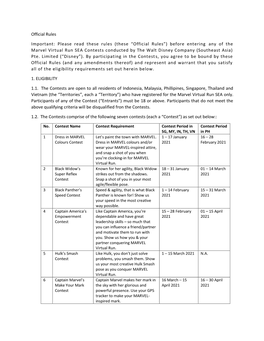 (These “Official Rules”) Before Entering Any of the Marvel Virtual Run SEA Contests Conducted by the Walt Disney Company (Southeast Asia) Pte