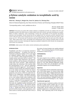 P-Xylene Catalytic Oxidation to Terephthalic Acid by Ozone