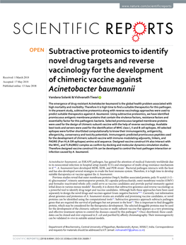 Subtractive Proteomics to Identify Novel Drug Targets and Reverse