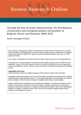 The Development of Innovative Anticorruption Policies and Practices