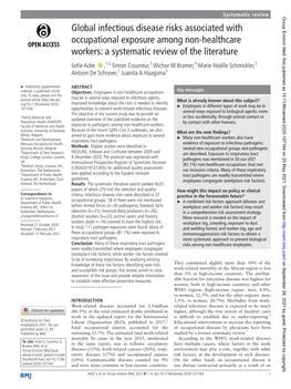 Global Infectious Disease Risks Associated with Occupational