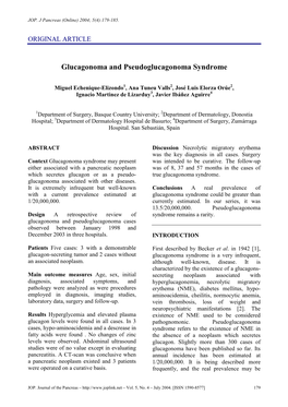 Glucagonoma and Pseudoglucagonoma Syndrome