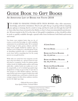 Guide Book to Gift Books an Annotated List of Books for Youth 2018