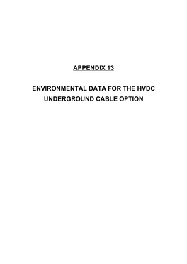 Environmental Data for the Hvdc Underground Cable Option