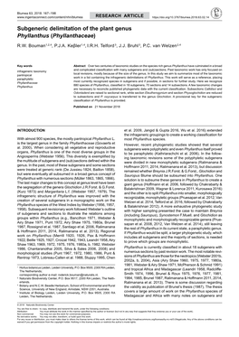 Subgeneric Delimitation of the Plant Genus Phyllanthus (Phyllanthaceae)