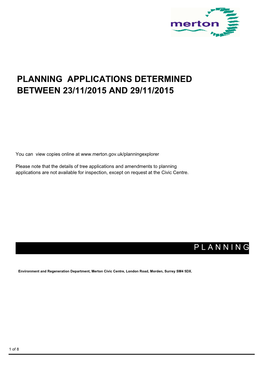 Planning Applications Determined Between 23/11/2015 and 29/11/2015