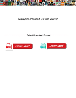 Malaysian Passport Us Visa Waiver