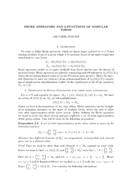 Hecke Operators and L L L-Functions of Modular Forms