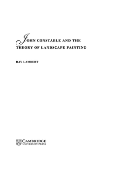 John Constable and the Theory of Landscape Painting / Ray Lambert