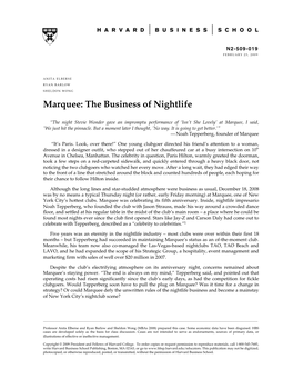 Marquee: the Business of Nightlife