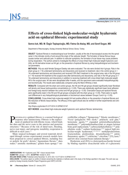 Effects of Cross-Linked High-Molecular-Weight Hyaluronic Acid on Epidural Fibrosis: Experimental Study